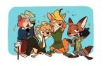  &quot;honest&quot;_john_foulfellow 2020 anthro black_nose br&#039;er_fox canid canine clothed clothing disney fox fur group hat headgear headwear hi_res male mammal nick_wilde pinocchio robin_hood robin_hood_(disney) simple_background song_of_the_south uochandayo zootopia 