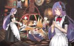  :d ;) absurdres alternate_costume android apron black_dress clothesline dress enmaided highres ii_tea indoors lantern long_dress long_hair maid maid_apron nopon one_eye_closed open_mouth poppi_(xenoblade) poppi_qtpi_(xenoblade) puffy_short_sleeves puffy_sleeves purple_hair pyra_(xenoblade) rex_(xenoblade) robot_ears short_sleeves smile tea tora_(xenoblade) xenoblade_chronicles_(series) xenoblade_chronicles_2 