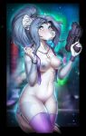  anthro areola blue_areola blue_eyes blue_hair blue_markings blue_nipples blurred_background bracelet breasts chest_tuft city cityscape clothed clothing f-r95 featureless_crotch female fur gun hair holding_gun holding_object holding_weapon hyaenid inner_ear_fluff jewelry legwear looking_aside mammal markings medium_breasts mostly_nude navel necklace night nipples outside partially_clothed portrait purple_clothing purple_thigh_highs purple_topwear ranged_weapon solo standing teeth thigh_highs three-quarter_portrait tied_hair topwear translucent translucent_clothing translucent_topwear tuft vest weapon white_body white_fur white_nose 