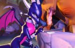  3d_(artwork) activision ardi_pink blowjob_face bodily_fluids cum cum_in_mouth cum_inside cum_on_face cynder digital_media_(artwork) dragon duo female genital_fluids hi_res lucas_(spyro) male male/female spyro_the_dragon video_games 