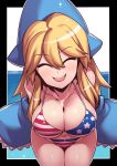  1girl american_flag_bikini bikini breasts character_request cleavage flag_print hat highres long_hair navel smile solo swimsuit tukiwani 