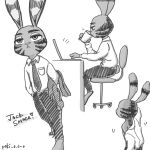  1:1 2016 anthro chair computer cup disney drinking fur furniture hi_res holding_cup holding_object jack_savage lagomorph laptop leporid male mammal monochrome multiple_poses poki_o_o_o pose rabbit sitting solo zootopia 