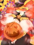  &lt;3 &lt;3_eyes 3:4 anthro big_breasts bodily_fluids breasts canid canine cum delphox female fur genital_fluids halloween hi_res holidays lactating mammal milk nintendo pok&eacute;mon pok&eacute;mon_(species) pregnant video_games wonkake 