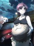  absurdres animal_costume bazett_fraga_mcremitz breast_rest breasts car caren_hortensia city cloud collarbone fate/kaleid_liner_prisma_illya fate_(series) ground_vehicle hand_on_own_cheek highres lamppost mole motor_vehicle night night_sky official_art outdoors red_hair scan scan_artifacts scan_dust sky star_(sky) starry_sky 