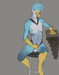  anatid anseriform anthro asurii avian avian_(starbound) balls beak bird blue_body duck erection feathers genitals hair hi_res humanoid_genitalia humanoid_penis male masturbation nenwef nude penile penile_masturbation penis simple_background sketch solo solo_focus starbound video_games 