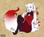  2020 5_fingers 5_toes alishka anthro breasts canid canine digital_media_(artwork) eyebrows eyelashes female fingers fox fur green_eyes mammal red_body red_fur smile solo toes white_body white_fur 