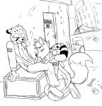  abel_(gamerfox) anthro canid canine cheetah duo felid feline fellatio fox male male/male mammal metal_(artist) monochrome oral penile sex sketch zach_(gamerfox) 