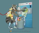  anthro bodily_fluids diaper genital_fluids infantilism laundromat laundry male mammal nervous procyonid puddlepup raccoon solo tagme urine washing_clothes wet_diaper wetting wetting_diaper 