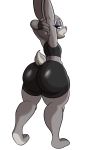  anthro athletic athletic_anthro athletic_female big_butt bike_shorts bottomwear bra breasts butt butt_focus clothed clothing disney does-whatever female hands_behind_head hi_res huge_butt judy_hopps lagomorph leporid looking_back mammal rabbit rear_view short_stack shorts simple_background small_breasts solo sports_bra stretching thick_thighs underwear white_background zootopia 