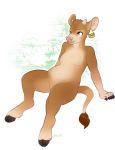  anthro bovid bovine breasts brown_body brown_fur cattle ear_tag featureless_breasts featureless_crotch female fur green_eyes hi_res hooves horn maim mammal slightly_chubby solo 