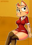  anthro clothed clothing dress female fingers fur hayop_ka! hi_res nativefall nimfa_dimaano semi-anthro sexual_barrier_device simple_background solo thick_thighs topwear 
