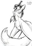  alexa_(character) anthro breasts canid canine fangs female fox genitals hi_res mammal morning nipples nude open_mouth paper pinup pose pussy sketch solo sunny_way tongue tongue_out traditional_drawing_(artwork) traditional_media_(artwork) yawn 