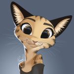  1:1 2020 anthro clothed clothing domestic_cat felid feline felis female fur hi_res inner_ear_fluff lax looking_at_viewer mammal relaxable relaxablefur simple_background smile solo tan_body tan_fur tuft whiskers 