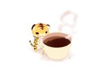  chai coffee coffee_mug commentary_request cup highres mug no_humans original signature steam tiger undersized_animal white_background 