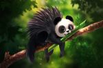  3:2 ambiguous_gender bamboo branch giant_panda hybrid mammal porcupine rodent solo tsaoshin ursid 