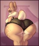  absurd_res anthro big_butt bra brown_body butt clothing female hazel_(shakotanbunny) hi_res huge_butt lagomorph leporid looking_back mammal panties presenting presenting_hindquarters rabbit shakotanbunny solo thic underwear 