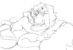  anthro breasts canid canine canis duo eyes_closed fangs female fluffy fluffy_tail fur male male/female mammal monochrome nipples open_mouth open_smile romantic_ambiance romantic_couple sia_(ebonycrowned) simple_background sketch smile tattoorexy teeth ursid white_background wolf 