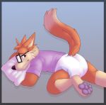  absurd_res anthro butt canid canine diaper fivey_fox hi_res infantilism male mammal pillow pukaa 