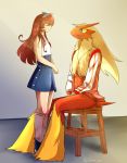  absurd_res anthro beak blaziken blue_eyes breasts brown_hair clothed clothing collar demira_lilian duo fan_character female female_on_anthro fluffy fluffy_tail fur hair hi_res human human_on_anthro interspecies love male male/female mammal multicolored_body multicolored_fur nintendo partially_clothed pok&eacute;mon pok&eacute;mon_(species) pok&eacute;philia red_body red_fur romantic_ambiance romantic_couple simple_background smile textless video_games white_body white_fur white_hair yellow_body yellow_fur 