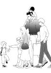  2girls 4boys backpack bag belt belt_buckle boku_no_hero_academia brother_and_sister brothers buckle child closed_eyes closed_mouth facial_hair family father_and_daughter father_and_son full_body greyscale highres jacket long_hair long_sleeves monochrome mother_and_daughter mother_and_son multiple_boys multiple_girls open_mouth pain-lucky777 pants shoes short_hair short_sleeves siblings simple_background skirt todoroki_enji todoroki_fuyumi todoroki_natsuo todoroki_rei todoroki_shouto todoroki_touya walking what_if white_background younger 