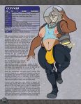  clothing cybernetics cyborg english_text fapp future hi_res himbo jet_pack lagomorph leporid machine male mammal marlon.cores muscular rabbit rpg_(disambiguation) science_fiction space speedo swimwear tabletop text 