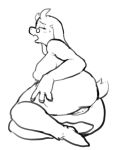 2018 anthro blush boss_monster breasts butt caprine eyewear female fur glasses goat hooves horn long_ears looking_at_viewer looking_back mammal nude open_mouth presenting presenting_hindquarters presenting_pussy pussy rear_view reccand simple_background solo sweat toriel undertale video_games 