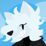  absurd_res anthro black_clothing black_shirt black_topwear canid canine canis clothing coat fur hair hi_res kabuko lineless looking_at_viewer male mammal shirt simple_background smile smirk solo teeth topwear trenchcoat turtleneck vector white_body white_fur white_hair wolf 