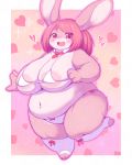  &lt;3 anthro areola belly big_breasts bra breasts clothing female fur hair hi_res huge_breasts kemono lagomorph legwear leporid long_ears looking_at_viewer mammal obese obese_anthro obese_female open_mouth open_smile overweight overweight_anthro overweight_female panties pink_body pink_eyes pink_fur pink_hair rabbit radiowave short_stack smile solo stockings thick_thighs underwear wide_hips 