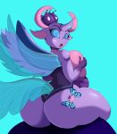  2020 anthro arthropod big_breasts big_butt breasts butt changeling cutie_mark digital_media_(artwork) eyebrows female fingers friendship_is_magic hasbro hi_res horn huge_breasts looking_at_viewer my_little_pony simple_background solo suirano wings 