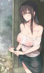  himuka_(523) nipples no_bra see_through skirt_lift wet wet_clothes 