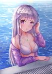  bikini_top cleavage emilia_(re_zero) open_shirt re_zero_kara_hajimeru_isekai_seikatsu ssum_(ehf_dustk) swimsuits wet 