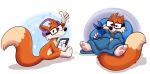  anthro bodily_fluids by-nc-nd canid canine canis clothed clothing creative_commons digital_media_(artwork) eyewear fivethirtyeight fivey_fox fox fur glasses hi_res male mammal multicolored_tail orange_body orange_fur orlandofox simple_background 