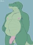  absurd_res anthro balls brownieclop crocodile crocodilian crocodylid digital_media_(artwork) foreskin genitals hi_res humanoid_genitalia humanoid_penis male mike_(brownieclop) nipples nude overweight overweight_anthro overweight_male penis reptile scalie smile solo uncut 