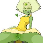  &lt;3 blushmallet cartoon_network clothing dress female gem_(species) genitals green_body hair humanoid looking_at_viewer nipples not_furry peridot_(steven_universe) pussy simple_background solo steven_universe white_hair 