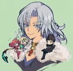  alvis_(xenoblade) black_hair blonde_hair chibi cotocopo jewelry long_hair malos_(xenoblade) minigirl mythra_(xenoblade) necklace pyra_(xenoblade) red_hair short_hair siblings silver_eyes silver_hair xenoblade_chronicles_(series) xenoblade_chronicles_2 