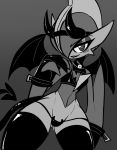  &lt;3 &lt;3_eyes 2020 andromorph bite biting_lip blush clothed clothing collar crop_top digital_media_(artwork) gaiki gallade girly gloves handwear hi_res horn intersex legwear makeup mammal monochrome nintendo not_furry panties pok&eacute;mon pok&eacute;mon_(species) rubber shirt simple_background skimpy solo thick_thighs thigh_highs topwear underwear video_games wide_hips wings 