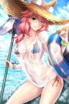  animal_ears bikini erect_nipples fate/grand_order rei_kun see_through swimsuits tail tamamo_no_mae 
