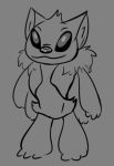  2020 4_arms alien alternate_species anthro artbro black_and_grey cats_(musical) digital_drawing_(artwork) digital_media_(artwork) disney experiment_(lilo_and_stitch) felid feline fur grey_background head_tuft lilo_and_stitch looking_at_viewer male mammal monochrome multi_arm multi_limb rum_tum_tugger simple_background sketch smile solo standing tuft 