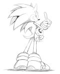  2018 absurd_res anthro biped black_and_white clothing digital_media_(artwork) eulipotyphlan footwear gesture gloves grin hair hand_on_hip handwear hatching_(art) hedgehog hi_res looking_at_viewer looking_back male mammal monochrome pointing pointing_up rear_view shaded shoes sketch smile solo sonic_the_hedgehog sonic_the_hedgehog_(series) spiky_hair sssonic2 standing 