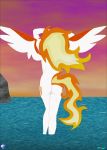  anthro anthrofied beach butt daybreaker_(mlp) fab3716 female friendship_is_magic genitals hasbro hi_res my_little_pony pussy seaside solo 