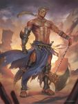  abs axe bara biceps blonde_hair bracelet facial_tattoo feathers fire_emblem fire_emblem_heroes gauntlets hawkeye_(fire_emblem) highres jewelry leg_armor leg_tattoo male_focus muscle pectorals sandals shirtless tattoo undertaker01 