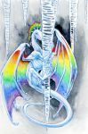  ambiguous_gender dragon feral frill_(anatomy) head_crest head_frill hibbary icicle long_tail micro rainbow_wings solo wings 