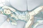  blue_eyes blue_hair clothes couch cyocyo eureka eureka_7 eureka_seven eureka_seven_(series) leg_strap nude pose shoes tasaka_shinnosuke 