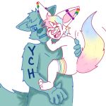  ambiguous_gender anthro excited female glomp hug lgbt_pride male pride_colors pyroashes pyroashes777 