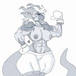  anthro breasts camel_toe clothed clothing dragon fangs female hybrid mijak_(thony_dog) muscular muscular_female nipples pose solo 