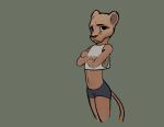 anthro bottomwear clothed clothing felid feline female flat_chested hotpants mammal midriff pose shorts slim solo southnorth 