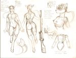  anthro beret breasts butt cervid clothed clothing english_text eyebrow_through_hair eyebrows eyelashes eyewear female freckles glasses gun hair handgun hat headgear headwear hooves looking_back mammal max_blackrabbit navel nipples nude pistol ponytail ranged_weapon rifle sheriff sheriff_badge silencer simple_background sketch sniper_rifle solo suit surprise text traditional_media_(artwork) translucent translucent_hair unfinished uniform weapon white_background 