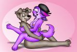  anthro anthrofied black_nose breasts canid canine canis clothing cowgirl_position disney domestic_dog eyelashes eyes_closed female fingers folwilliar fur grey_body grey_fur hair happy happy_sex hasbro hat headgear headwear inner_ear_fluff lady_and_the_tramp littlest_pet_shop male male/female mammal nipples on_bottom on_top open_mouth open_smile purple_body purple_fur purple_hair scamp sex smile toes tuft zoe_trent 