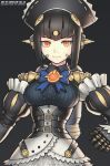  1girl apron black_hair close-up gofelem joints lila_(xenoblade) maid maid_apron maid_headdress mechanical_arm mechanical_parts red_eyes robot robot_ears robot_joints solo xenoblade_chronicles_(series) xenoblade_chronicles_2 