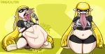  abdominal_bulge bodily_fluids cephalopod duo female hi_res humanoid inkling long_tongue maniacalfork marine mollusk nintendo oral_vore saliva same_size_vore slightly_chubby splatoon tongue tongue_out video_games vore wide_hips 